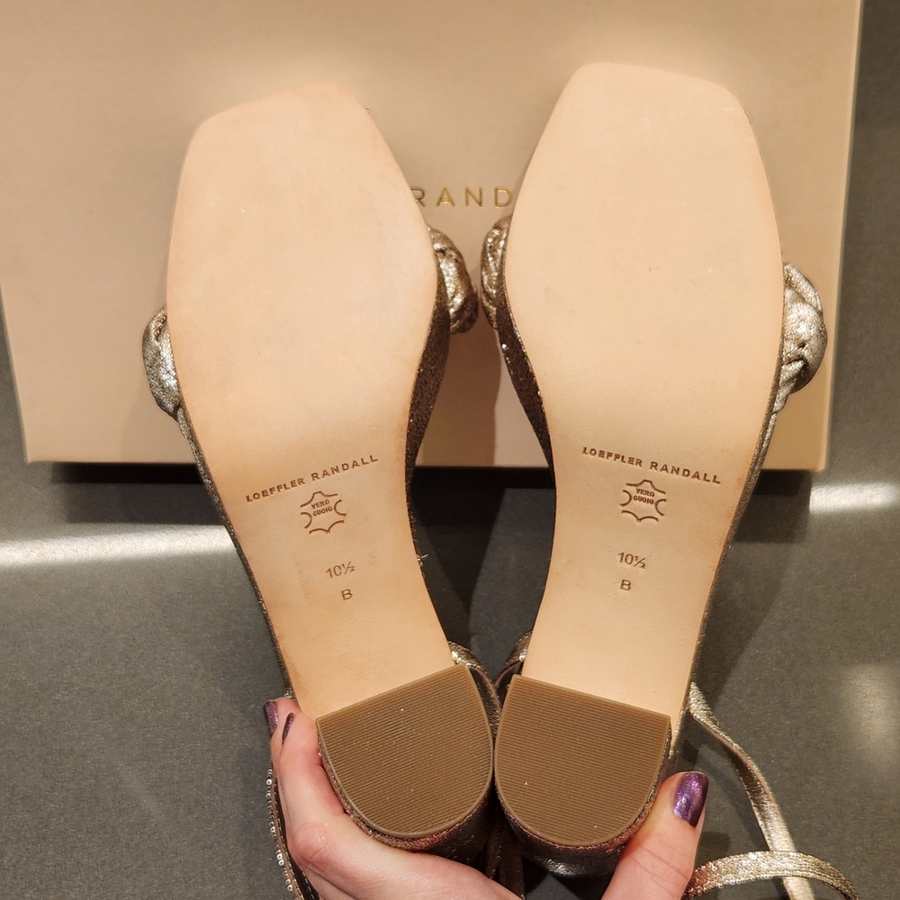 Loeffler Randall Fae Metallic Braided-Strap Platform Sandals - Picture 2 of 8